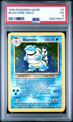 1999 POKEMON BASE SET UNLIMITED #2 BLASTOISE-HOLO PSA 5 - Image 1