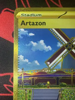 2023 Artazon Trainer 229/197 Obsidian Flames Gold Full Art Pokemon Card - Image 3