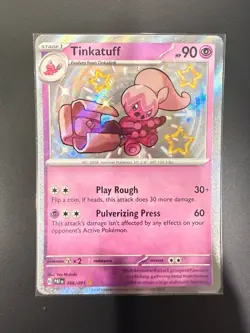 Pokemon TCG Tinkatuff 166/091 Paldean Fates Baby Shiny Holo Card - Image 1
