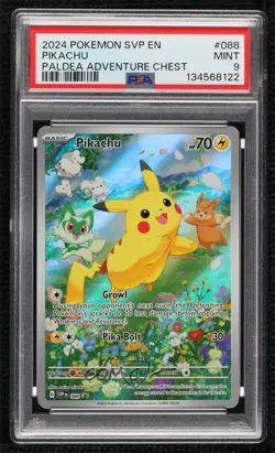 Pikachu (Paldea Adventure Chest) Holo Pokemon Scarlet & Violet Black Star PSA 9 - Image 1