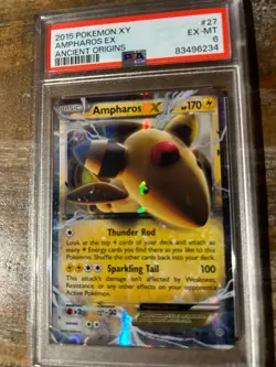 Pokemon 2015 XY Ancient Origins AMPHAROS EX #27 PSA 6 Mint RARE - Image 1
