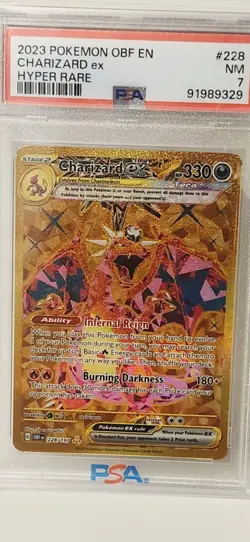 2023 Pokemon OBF EN #228 Hyper Rare Charizard ex PSA NM 7 - Image 1