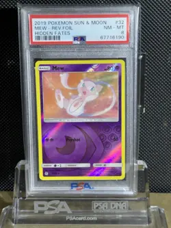 2019 POKEMON SUN & MOON HIDDEN FATES MEW REVERSE FOIL 32/68 PSA 8 - Image 1