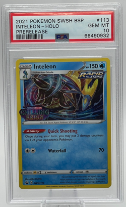 2021 POKEMON SWSH BLACK STAR PROMO #113 INTELEON HOLO PRERELEASE PSA 10 GEM MINT - Image 1