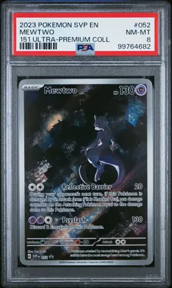 2023 POKEMON 151 BLACK STAR PROMO SVP EN #52 MEWTWO ULTRA PREMIUM SPECIAL PSA 8 - Image 1