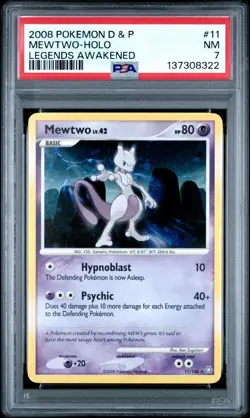 2008 POKEMON DIAMOND & PEARL LEGENDS AWAKENED 11 MEWTWO-HOLO PSA 7 - Image 1