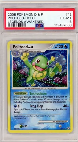 2008 Pokemon Diamond & Pearl Legends Awakened Politoed Holo #12 PSA 6 - Image 1