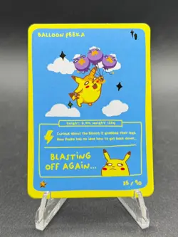 Pokedoodles Balloon Peeka 35/90 - Rare Card - Pokemon Flying Pikachu Fan Art - Image 2