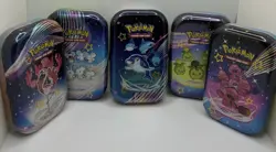 Pokemon Paldean Fates EMPTY Mini Tins Full Set of 5 w/ Stickers - NO PACKS!!! - Image 2