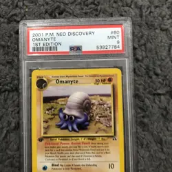2001 Pokemon Neo Discovery 1st Edition Omanyte #60 PSA 9 - Image 2