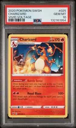 2020 POKEMON SWORD & SHIELD VIVID VOLTAGE #025 CHARIZARD PSA 10 - Image 1