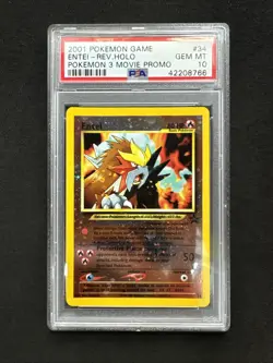 2001 POKEMON GAME MOVIE POKEMON 3 MOVIE PROMO #34 ENTEI-REVERSE FOIL PSA 10 - Image 1
