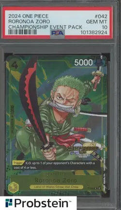 2024 One Piece Roronoa Zoro Championship Event Pack PSA 10 Gem Mint - Image 1