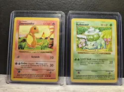 Pokemon TCG Charmander 46/102 Bulbasaur 44/102 Shadowless Base Set LP - Image 1