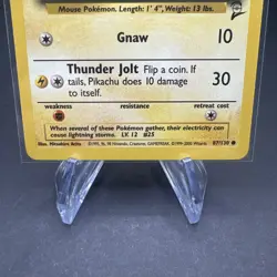 PIKACHU 1999 POKEMON ORIGINAL BASE SET 2 YELLOW CHEEKS A 87/130 Q5276 - Image 4