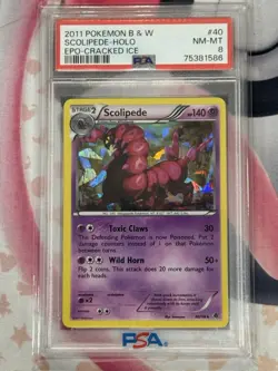 2011 Pokemon B & W EMERGING CRACKED ICE POWERS SCOLIPEDE HOLO 40/98 PSA 8 - Image 3