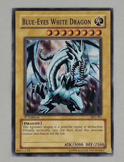 Yu-Gi-Oh Blue-Eyes White Dragon SKE-001 Holo Rare 1st Edition Damaged - Image 1