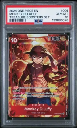 2024 ONE PIECE PROMOS 006 MONKEY D. LUFFY TREASURE BOOSTERS SET PSA 10 GEM MINT - Image 1
