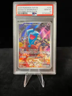 2025 POKEMON SVP EN-SV BLACK STAR PROMO #203 TEAM ROCKET'S WOBBUFFET PSA 10 - Image 1