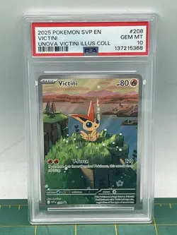 2025 POKEMON SVP EN-SV BLACK STAR PROMO #208 VICTINI PSA 10 GEM MINT - Image 1