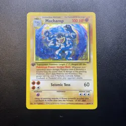 Pokemon Machamp Base Set 1st Edition Holo Card 8/102 - Image 1