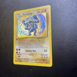 Pokemon Machamp Base Set 1st Edition Holo Card 8/102 - Image 3