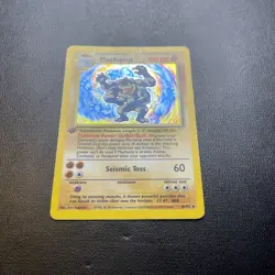 Pokemon Machamp Base Set 1st Edition Holo Card 8/102 - Image 4