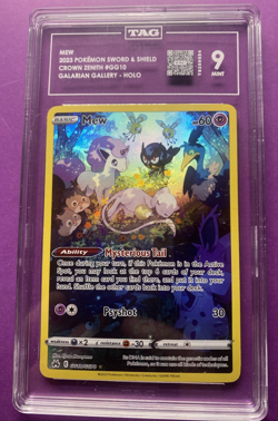 2023 POKEMON SWORD & SHIELD CROWN ZENITH Full Art Mew #GG10 TAG 9 MINT - Image 1