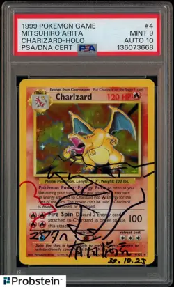 Mitsuhiro Arita Signed 1999 Pokemon Game #4 Charizard Holo PSA/DNA PSA 9 AUTO 10 - Image 1
