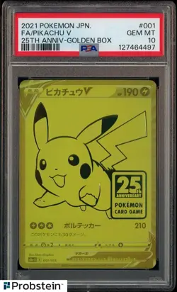 2021 Pokemon JPN 25th Anniv Golden Box #001 Pikachu V FA PSA 10 GEM MINT - Image 1