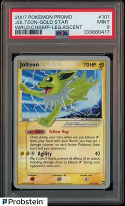 2007 Pokemon PromoWrld Chmp Leg Ascent #101 Jolteon Gold Star PSA 9 MINT - Image 1