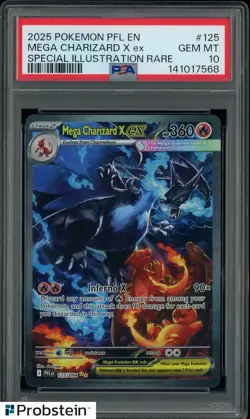2025 Pokemon PFL En Special Illustration Rare #125 Mega Charizard X Ex PSA 10 - Image 1