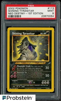 2002 Pokemon Neo Destiny 1st Edition #113 Shining Tyranitar PSA 9 MINT - Image 1