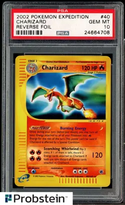 2002 Pokemon Expedition #40 Charizard Reverse Foil PSA 10 GEM MINT - Image 1