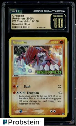 2005 Pokemon Ex Emerald #14/106 Groudon Reverse Holo CGC 10 PRISTINE - Image 1