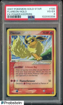 PSA 4 FLAREON GOLD STAR HOLO EX POWER KEEPERS 2007 POKEMON #100 - Image 1
