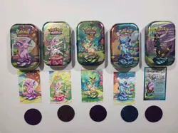Pokemon Prismatic Evolutions Mini Tin Set Of 6 Empty Tins No Packs Inside - Image 1