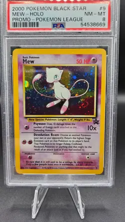 2000 Pokemon Black Star Promo Mew #9 PSA 8 (FULL GALAXY SWIRL) Vintage - Image 1