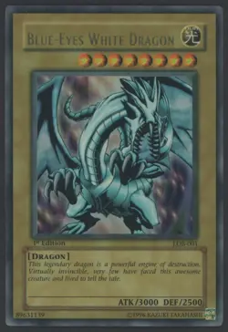 Yu-Gi-Oh! 2002 Blue-Eyes White Dragon LOB-001 1st Edition English Wavy Print - Image 1