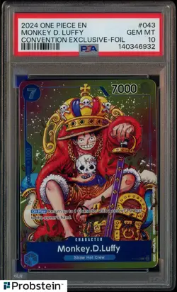 2024 One Piece EN Convention Exclusive Foil #043 Monkey D. Luffy PSA 10 GEM MINT - Image 1