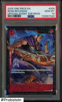 2025 ONE PIECE PROMOS #009 BENN BECKMAN OFFICIAL EVENT TOP PRIZE PSA 10 GEM MINT - Image 1
