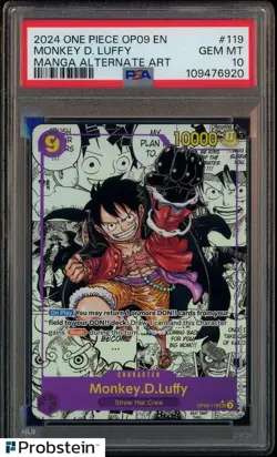 2024 One Piece OP09 En Manga Alternate Art #119 Monkey D. Luffy PSA 10 GEM MINT - Image 1