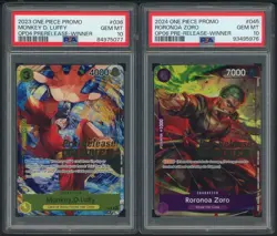 2024 One Piece Promo Pre-release Winner Roronoa Zoro Monkey D. Luffy Set PSA 10 - Image 1