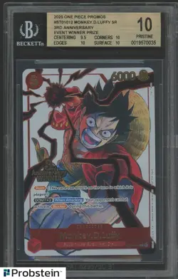 2025 One Piece Monkey.D.Luffy 3rd Ann. Event Winner Prize Promo ST01-012 BGS 10 - Image 1