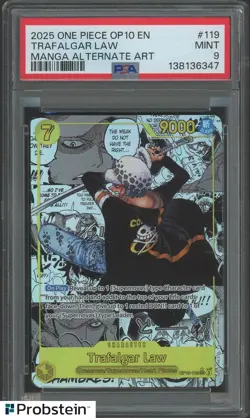 2025 One Piece OP10 EN Manga Alternate Art #119 Trafalgar Law PSA 9 MINT - Image 1