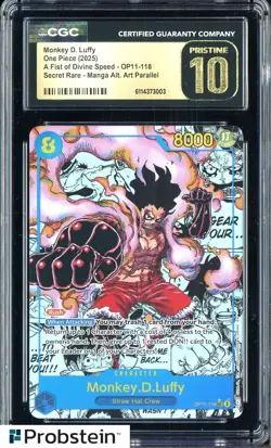 2025 One Piece A Fist of Divine Manga OP11 #118 Monkey D. Luffy CGC 10 PRISTINE - Image 1