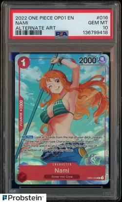 2022 One Piece OP01-Alternate Art #016 Nami Alpha Pre-Errata PSA 10 GEM MINT - Image 1