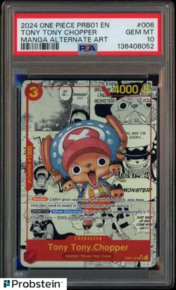 2024 One Piece PRB01 EN Manga Alternate Art #006 Tony Tony Chopper PSA 10 - Image 1