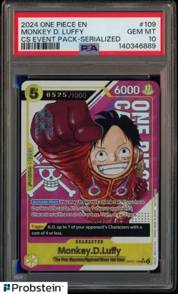 2024 One Piece CS Event Pack Serialized 0525/1000 #109 Monkey D. Luffy PSA 10 - Image 1