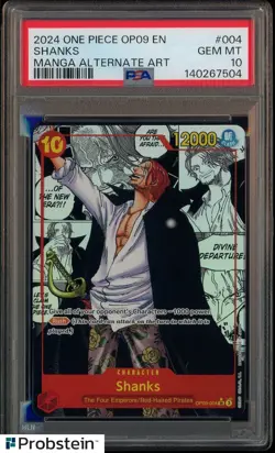 2024 One Piece OP09 EN Manga Alternate Art #004 Shanks PSA 10 GEM MINT - Image 1